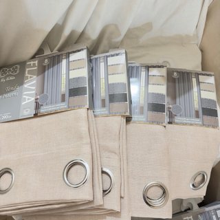 4 Tende beige, effetto canapone.140x280cm.