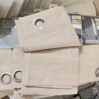 4 Tende beige, effetto canapone.140x280cm.