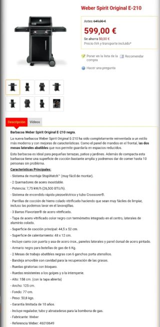 Barbacoa Weber Spirit E210 Original