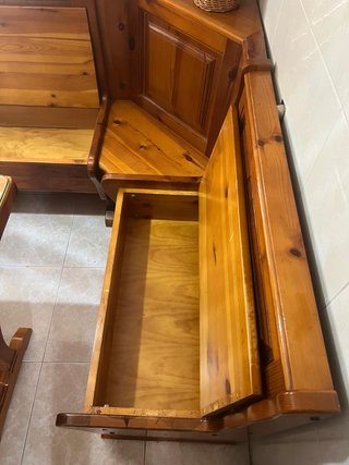 Conjunto mesa y banco rinconera madera