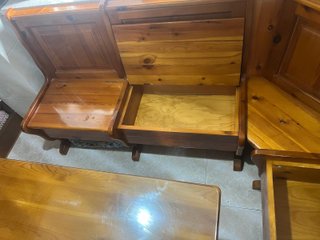 Conjunto mesa y banco rinconera madera