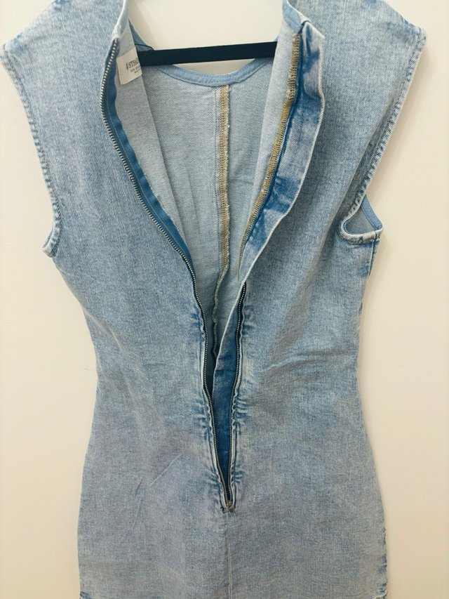 Vestido Denim Brillos Stradivarius Talla XS
