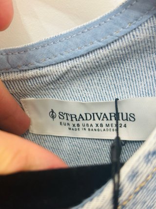 Vestido Denim Brillos Stradivarius Talla XS