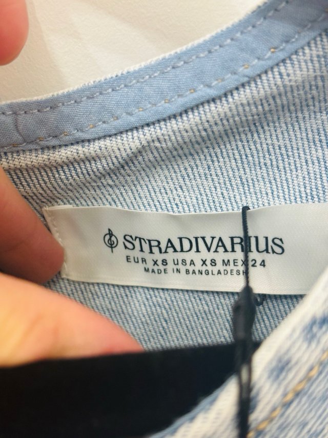 Vestido Denim Brillos Stradivarius Talla XS