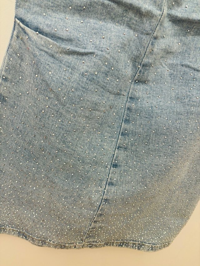 Vestido Denim Brillos Stradivarius Talla XS