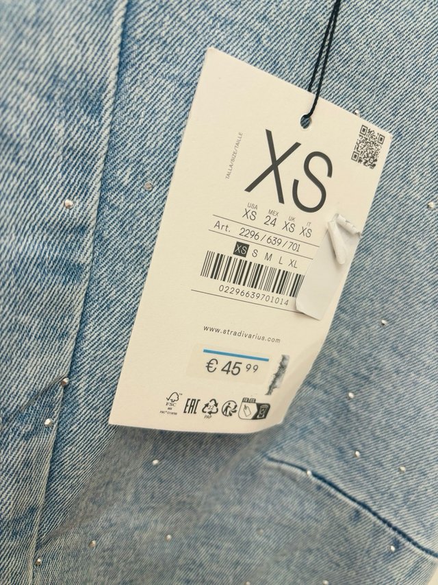 Vestido Denim Brillos Stradivarius Talla XS