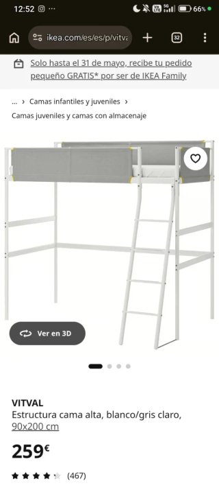 Cama alta IKEA VITVAL nueva en caja / colchón nuev