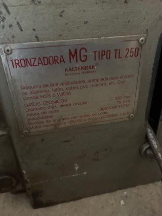 Tronzadora MG Tipo TL 250