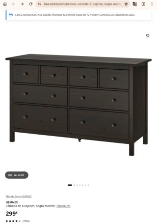 Cómoda IKEA Hemnes 8 cajones negro-marrón