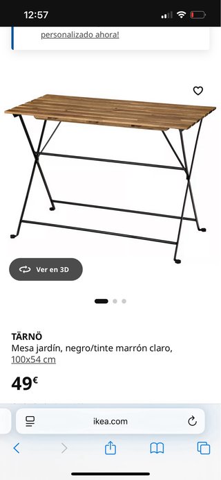 Mesa plegable madera y metal exterior