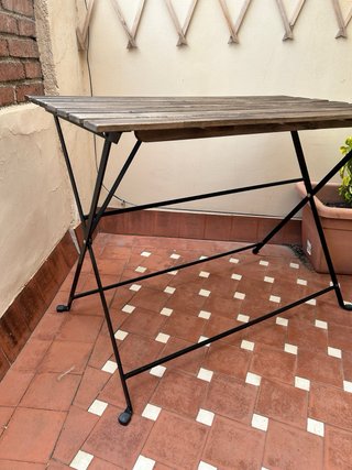 Mesa plegable madera y metal exterior