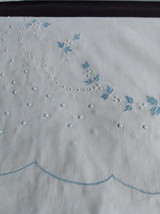 Juego de cama antiguo algodón bordado
