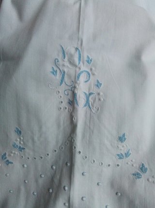 Juego de cama antiguo algodón bordado