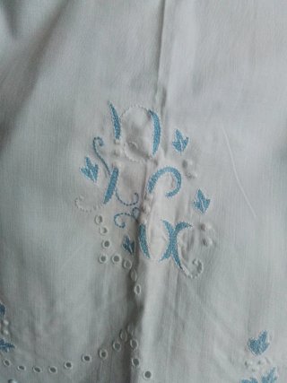 Juego de cama antiguo algodón bordado
