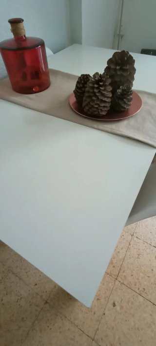 Mesa comedor blanco brillo extensible