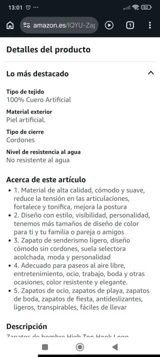 LDECK Zapatos Hombre High Top Negro