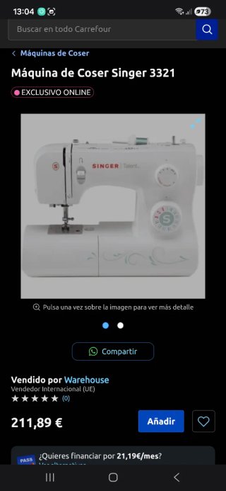 Máquina de coser Singer Talent 3321