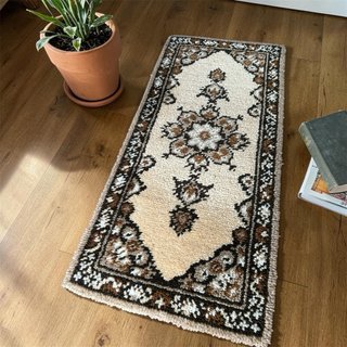 Alfombra 126x60cm Beige y Marrón