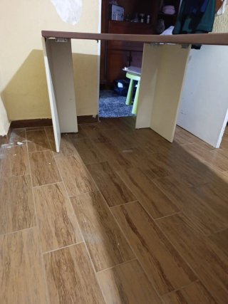 Escritorio de madera curvo  2,60 m de largo  60 la