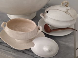 Juego Sopera Salseras Porcelana Antiguo 1920