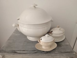 Juego Sopera Salseras Porcelana Antiguo 1920
