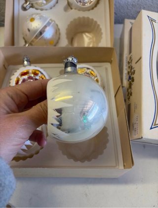 Palline Vetro Oro Bianco Decorate