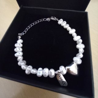 Bracciale donna perle e cuore argento