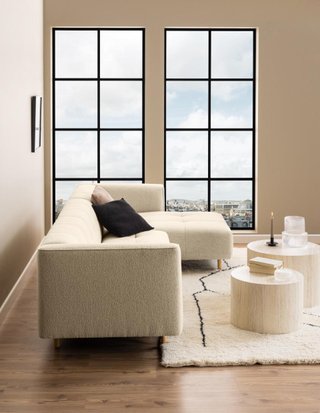 DICE Mesa Centro Madera Set 2 beige Travertine