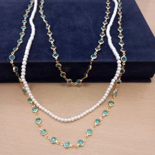 Collana donna oro con pietre turchesi