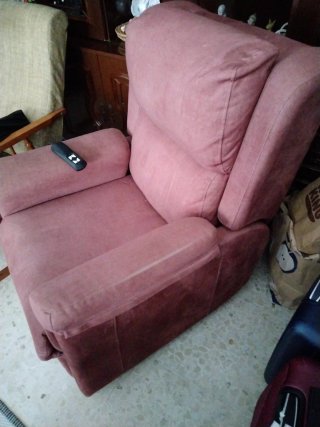 Sillón geriátrico tela rosa/marrón