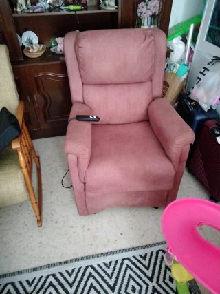 Sillón geriátrico tela rosa/marrón
