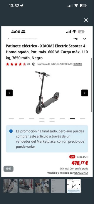 Patinete Eléctrico Xiaomi Pro 4