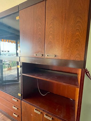 Mueble de salón comedor madera y cristal