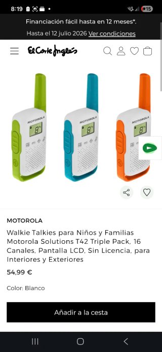 Pack 3 Walkie Talkies Motorola T42 Infantiles
