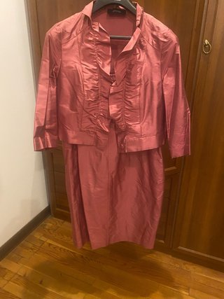 Diana Gallesi Vestito e Giacchino Seta Rosa Antico