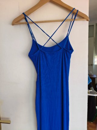 Vestido largo azul mujer tirantes