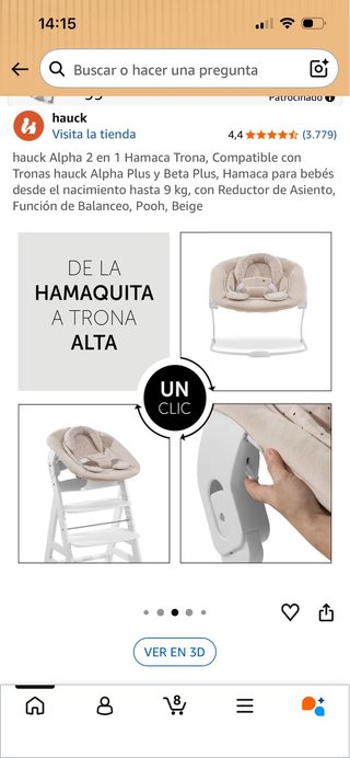 Hamaca Hauck 2 en 1 (Trona)