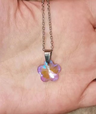 Collar flor cristal cadena acero inox