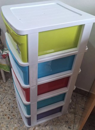Cajonera Plástico Multiusos, cinco compartimientos