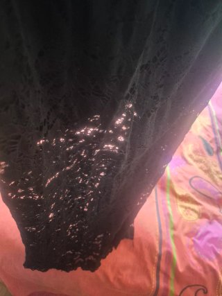 Falda larga negra semitransparente