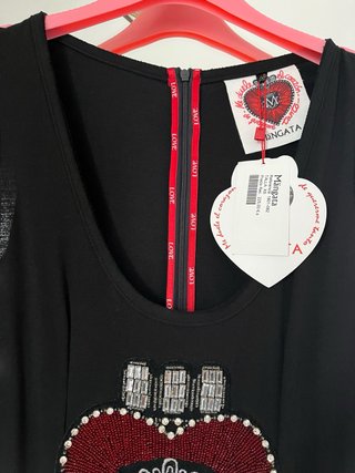Mangata, precioso vestido negro con pedrería, xs