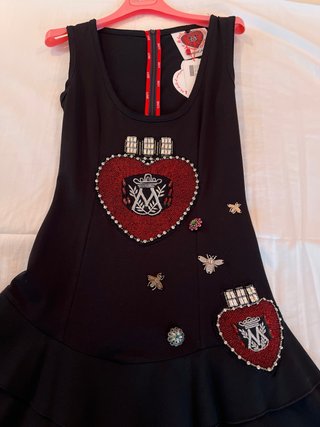 Mangata, precioso vestido negro con pedrería, xs