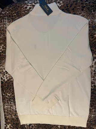 Maglione Ralph Lauren Mezza Zip Bianco Taglia L