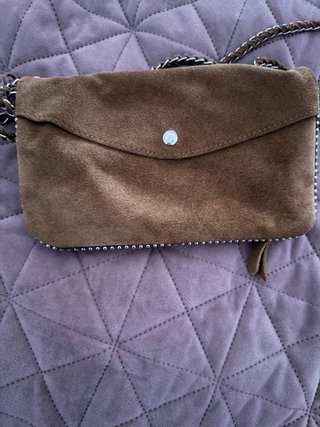 Bolso bandolera de ante marrón 2 usos
