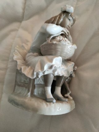 Figura Lladró Niña con Cesta y Perro