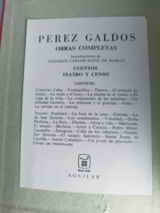 Obra de Benito Pérez Galdós Cuentos Teatro Censo