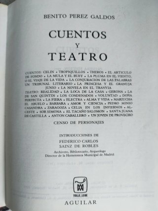 Obra de Benito Pérez Galdós Cuentos Teatro Censo