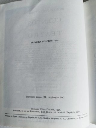 Obra de Benito Pérez Galdós Cuentos Teatro Censo