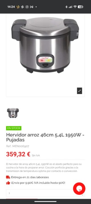 Arrocera hervidor Profesional CaterChef 5,4L NUEVA