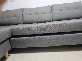 Sofá chaise longue gris tela, modelo FALSLEV